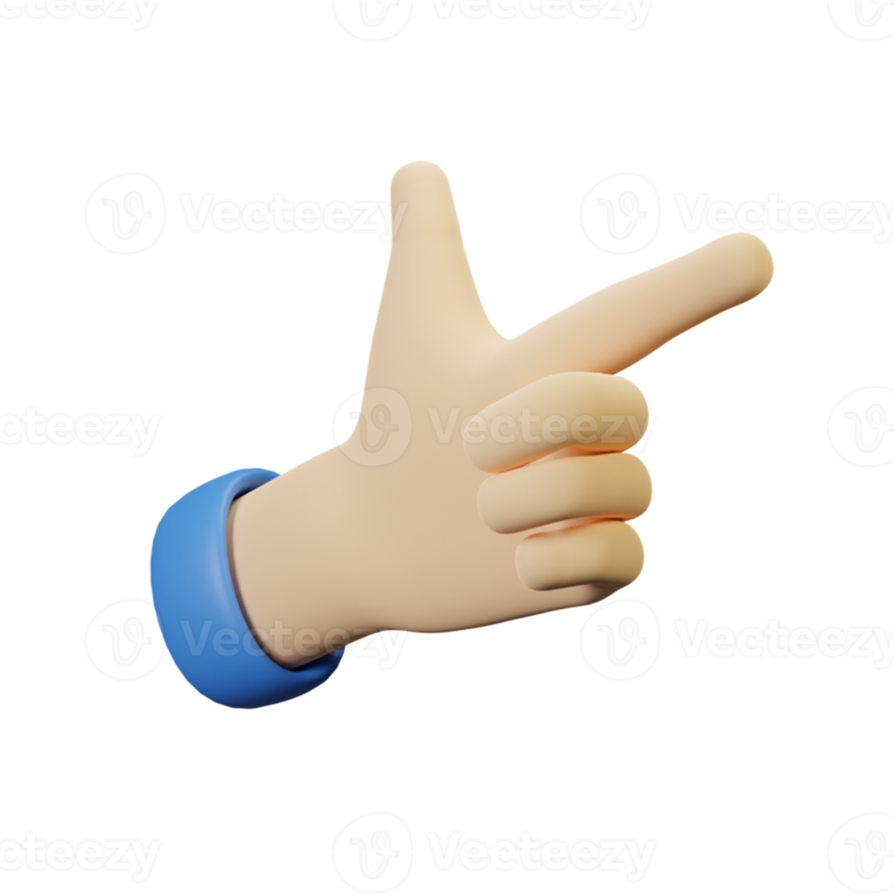 3D Hand gesture pointing right png