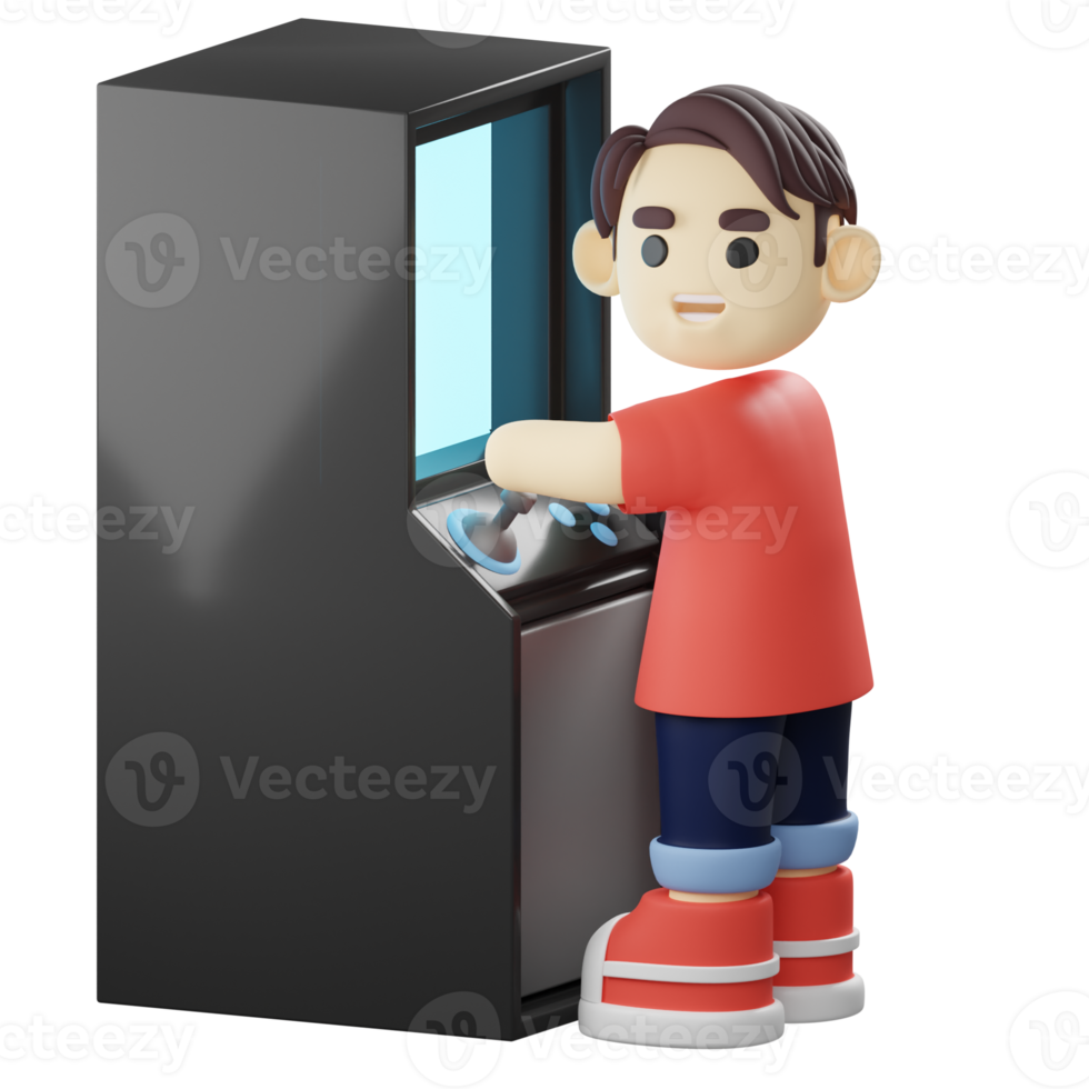 3D Boys Character Playing Arcade Game png