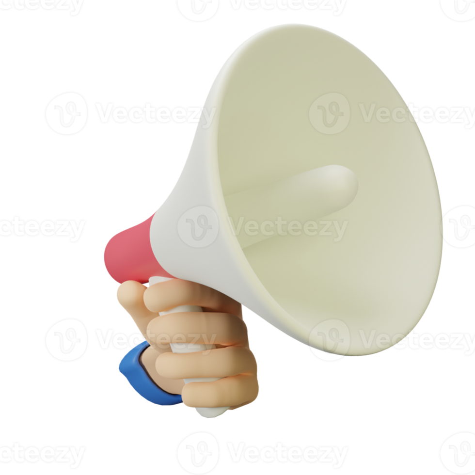 3D Hand gesture holding megaphone png