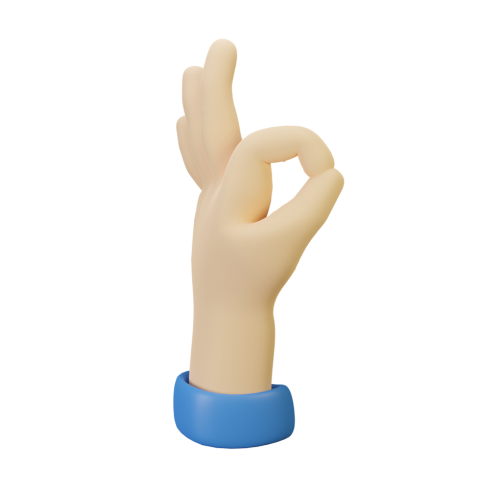 3D Hand gesture ok png