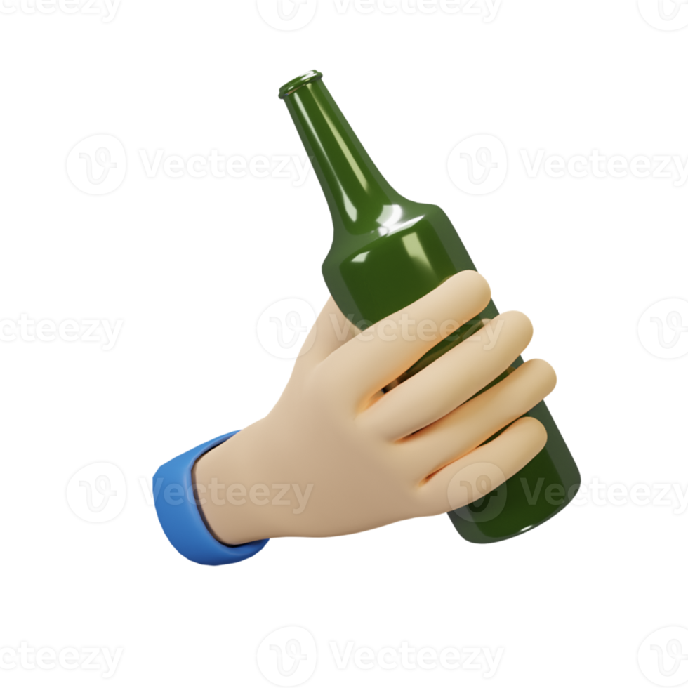 3D Hand gesture holding bottle png