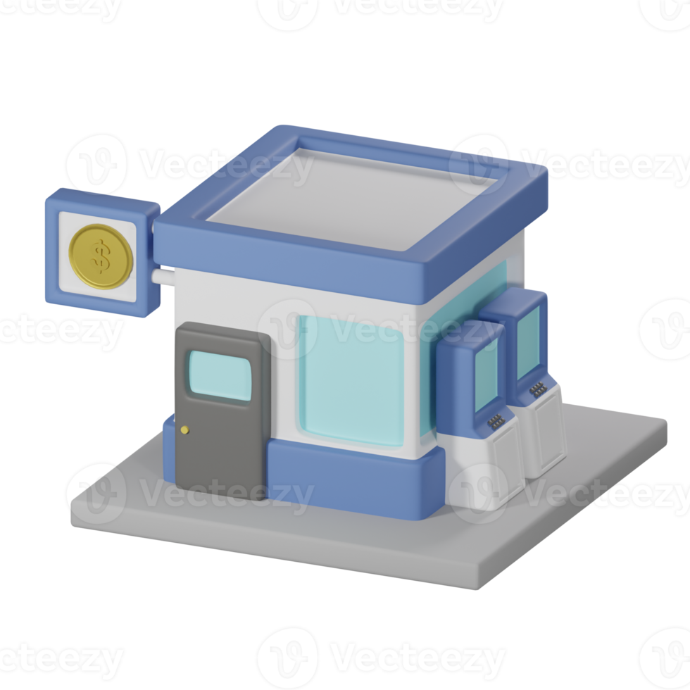 3D Isometric Bank png