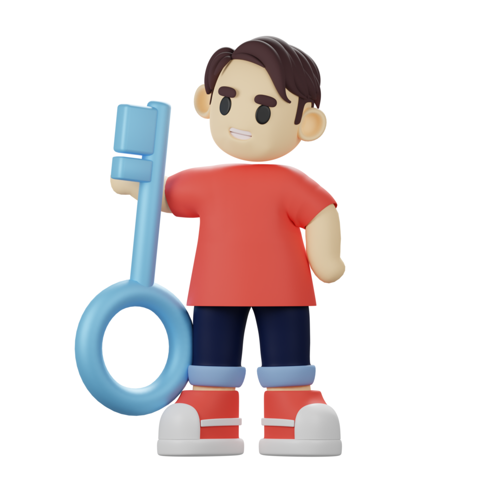 Personaje de niños 3d con llave png