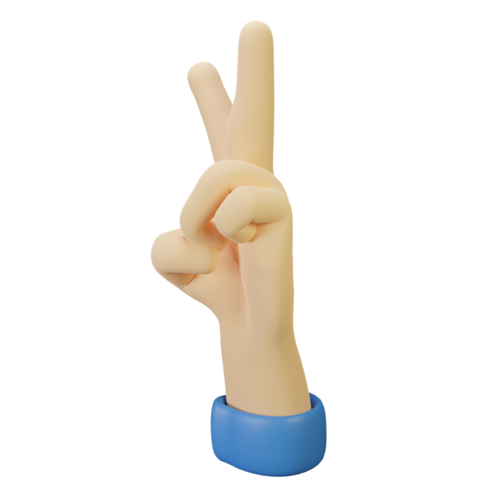 3D Hand gesture peace png