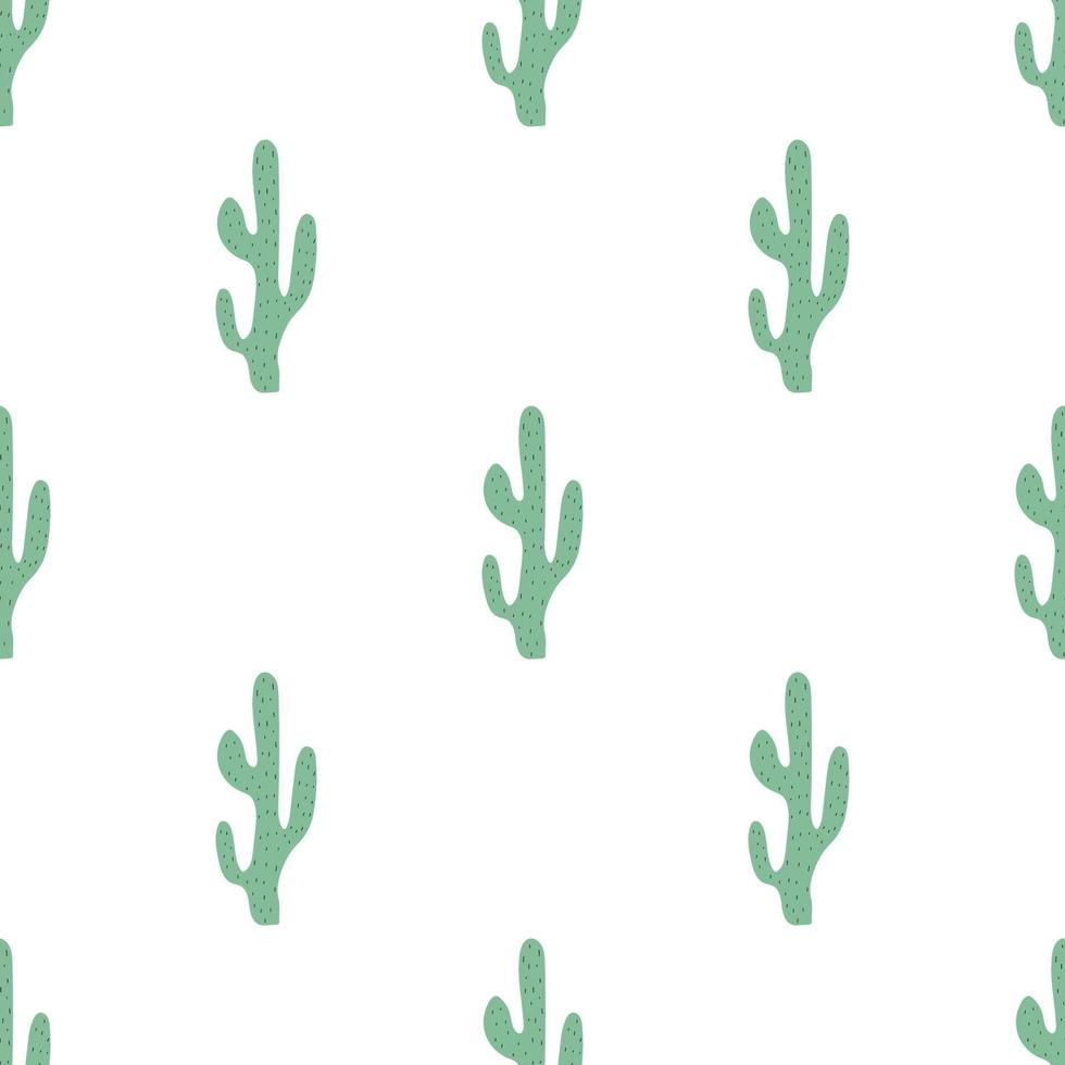 Cute hand drawn cactuses seamless pattern. Mexican symbol. Wild West theme. Hand drawn colored trendy Vector print.