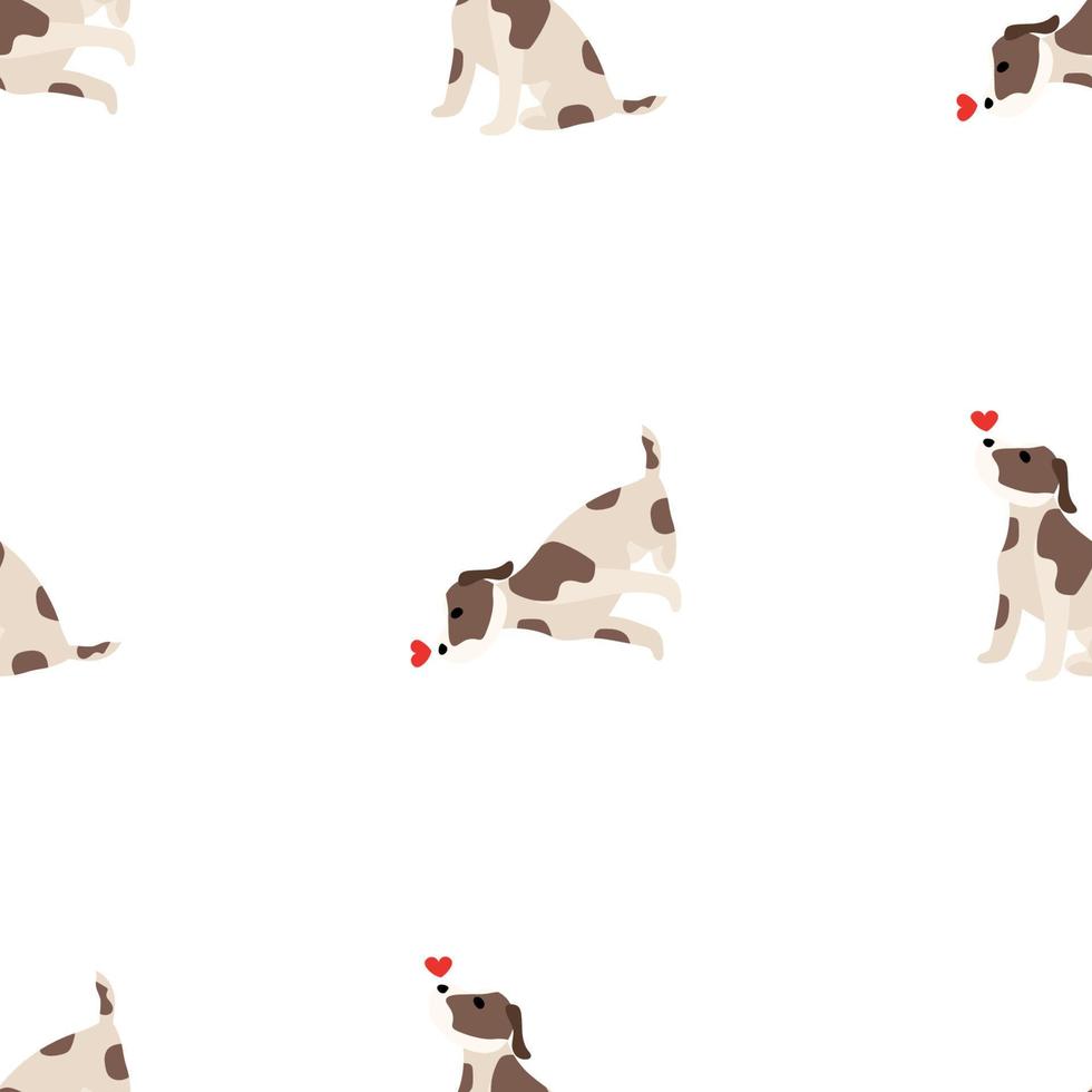 Cute dogs Jack Russell Terrier. Fanny animals . Vector hand drawn seamless pattern. Perfect for baby, kids apparel, print design, textile. White background.