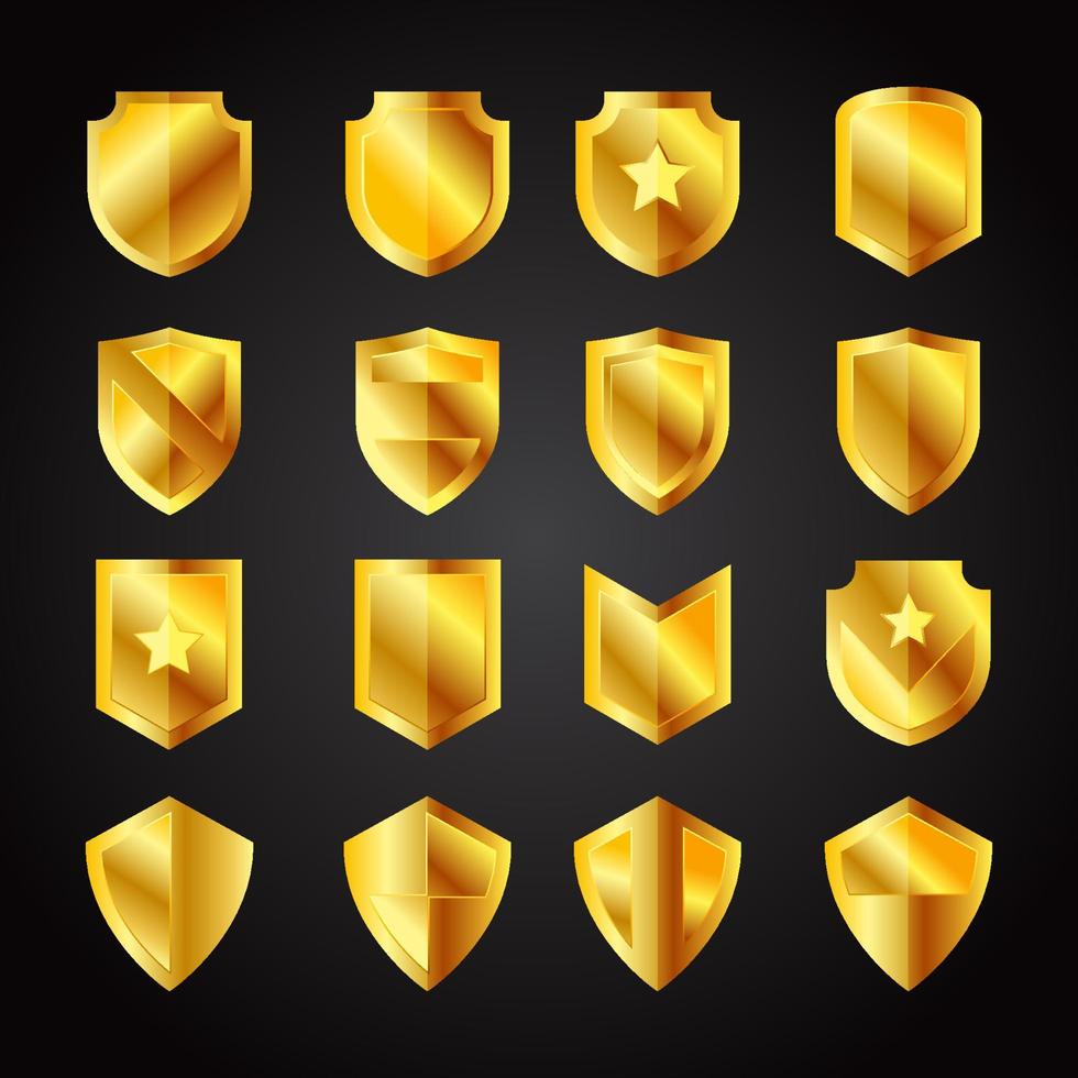 icono de escudo dorado vector