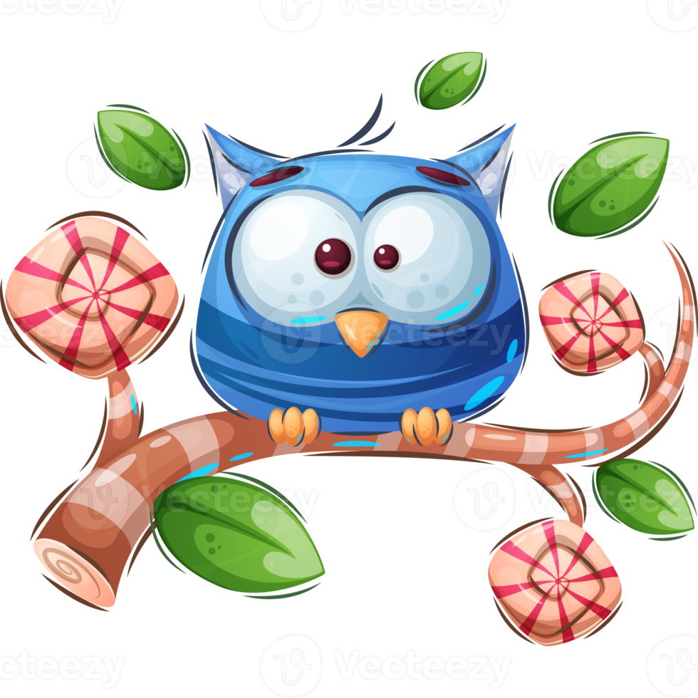 Cartoon character adorable blue owl png