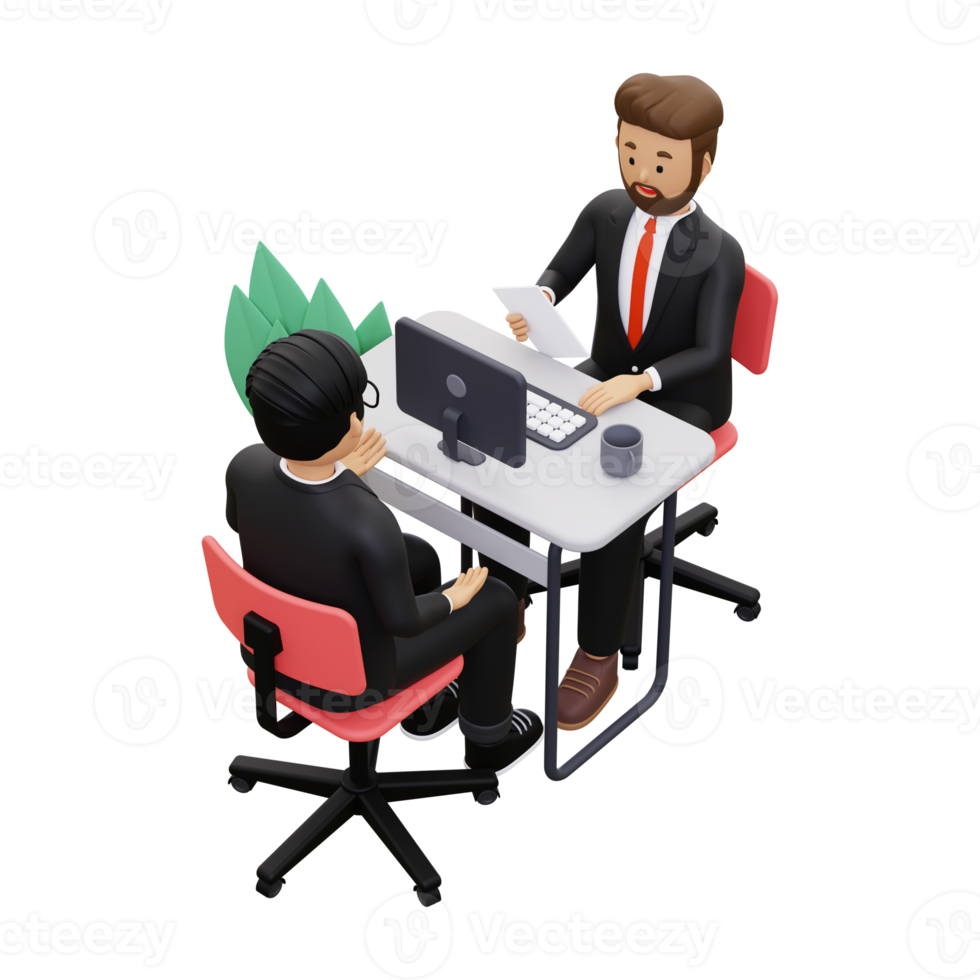 3d job interview illustration png