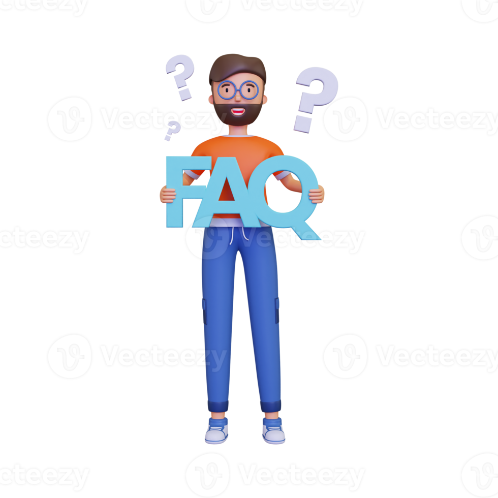 3d man innehav faq png