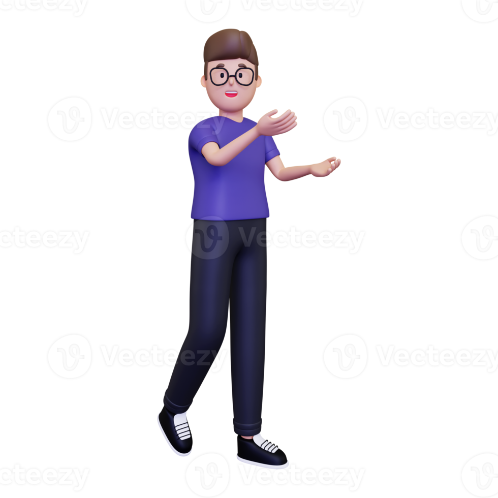 3d Man with presenting gesture illustration png