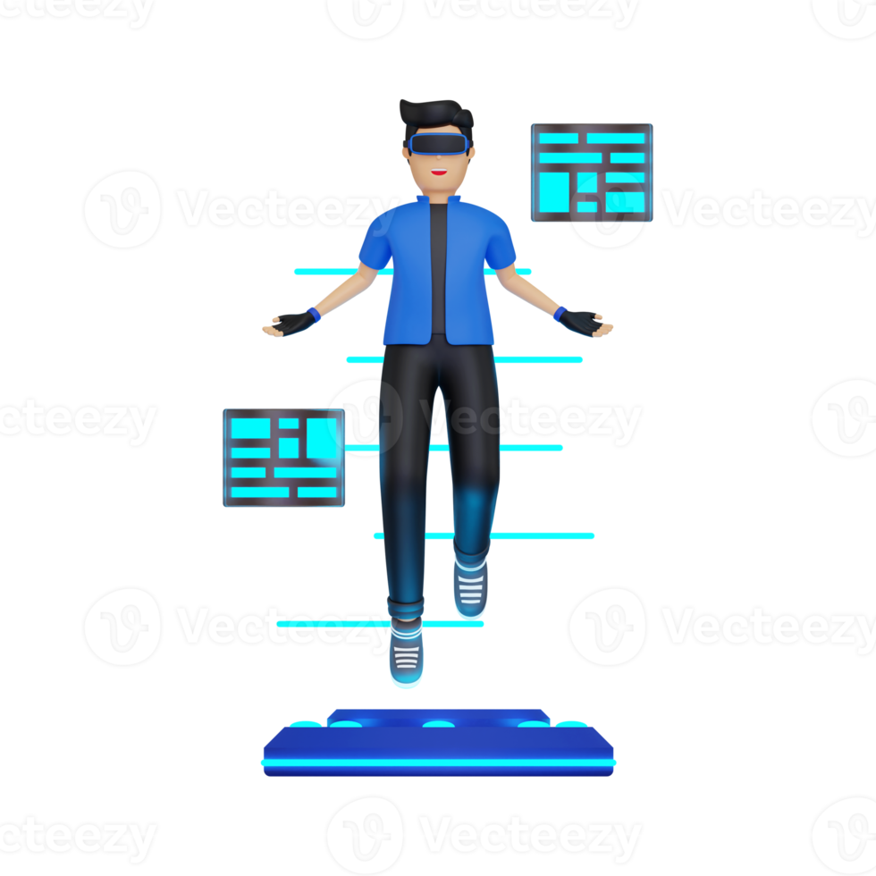 3d Boy using VR tools png