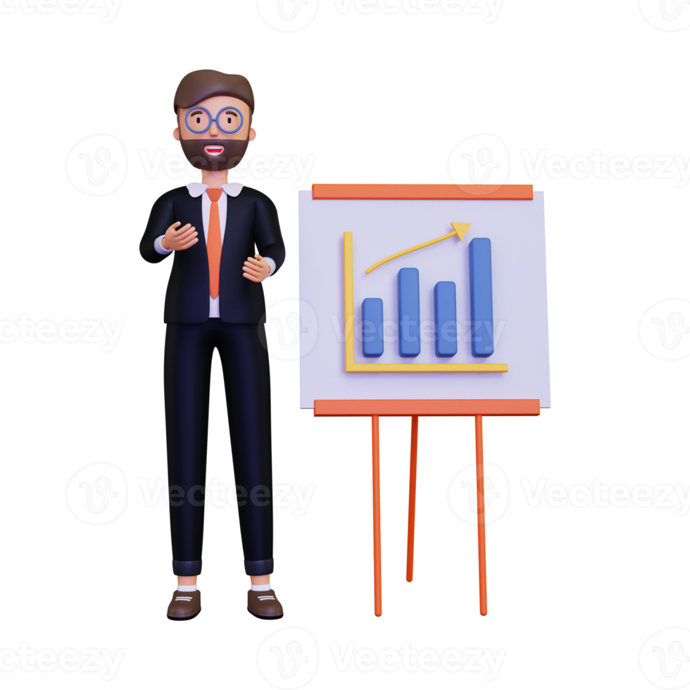 3d Businessman giving presentation png