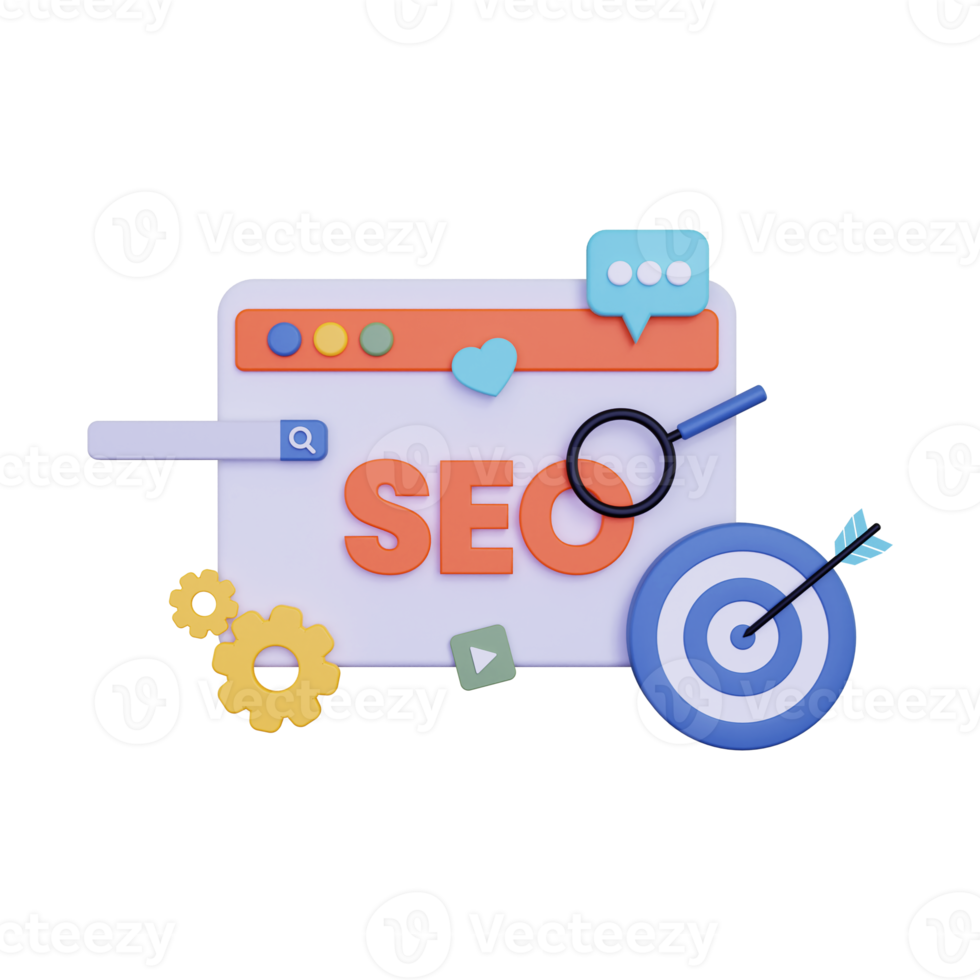 3d Website SEO optimization illustration png