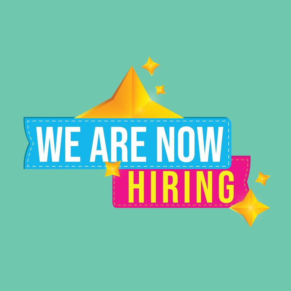 We're hiring red vector banner. Employee vacancy announcement. Illustration isolated. Business recruiting concept.