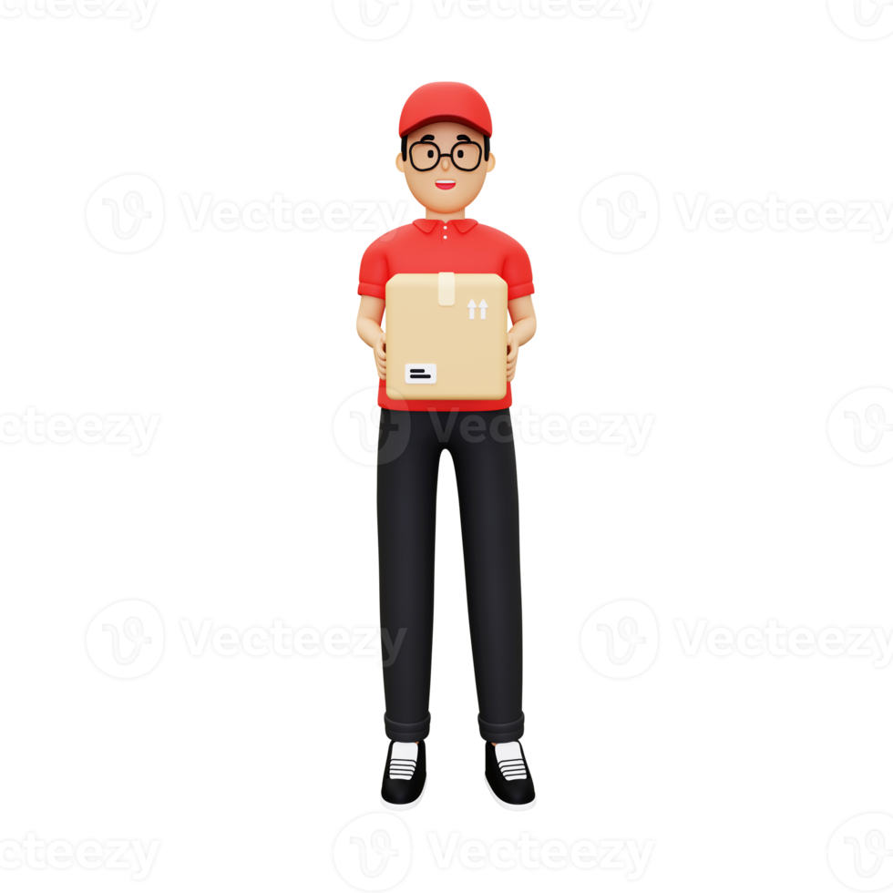 3d Deliveryman going to delivery package png