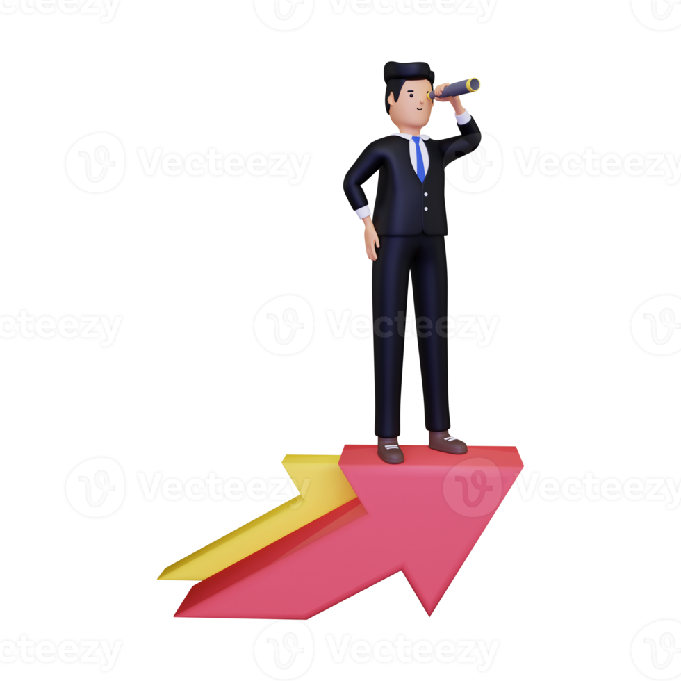 3d Business person working on business growth png