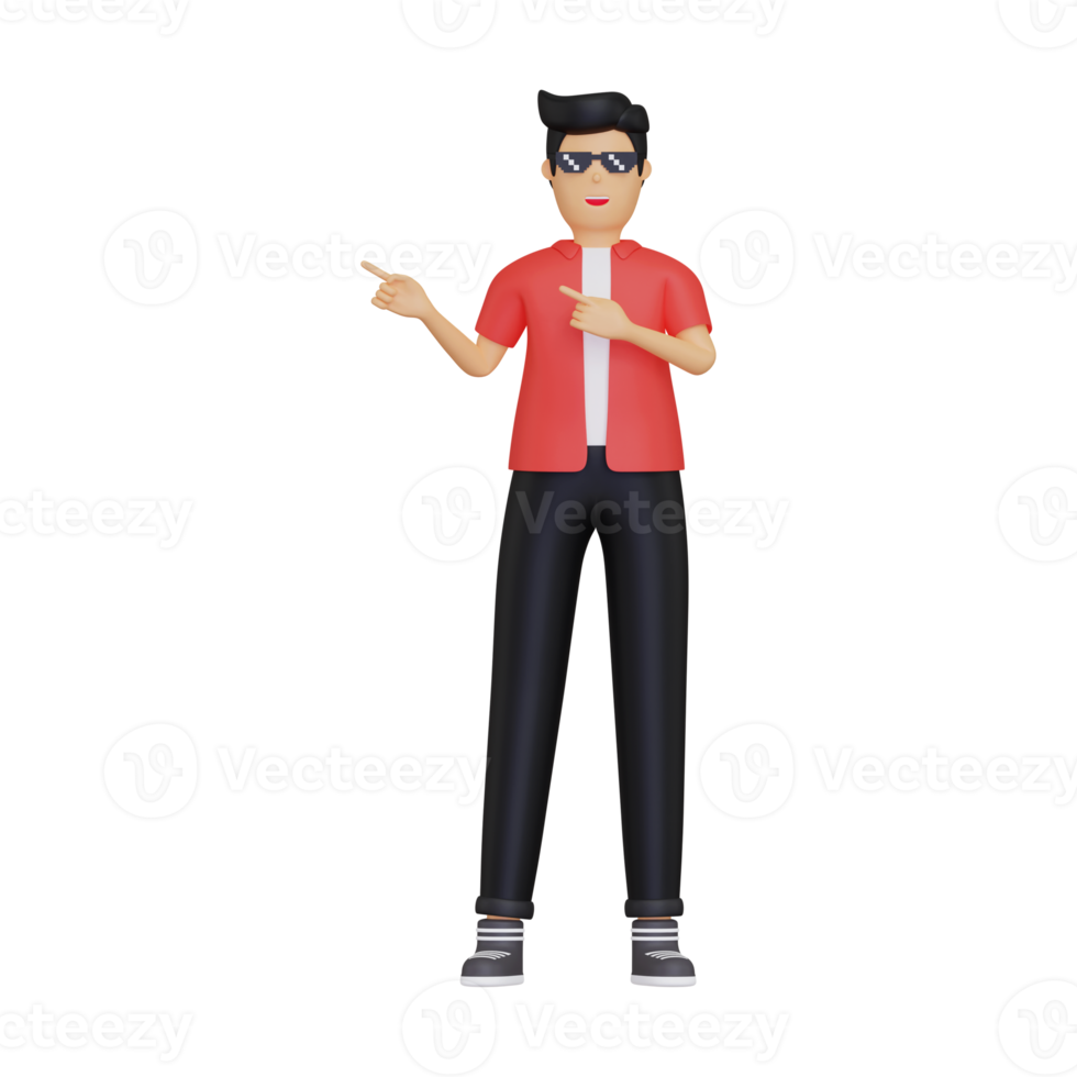 3d Boy presenting something png