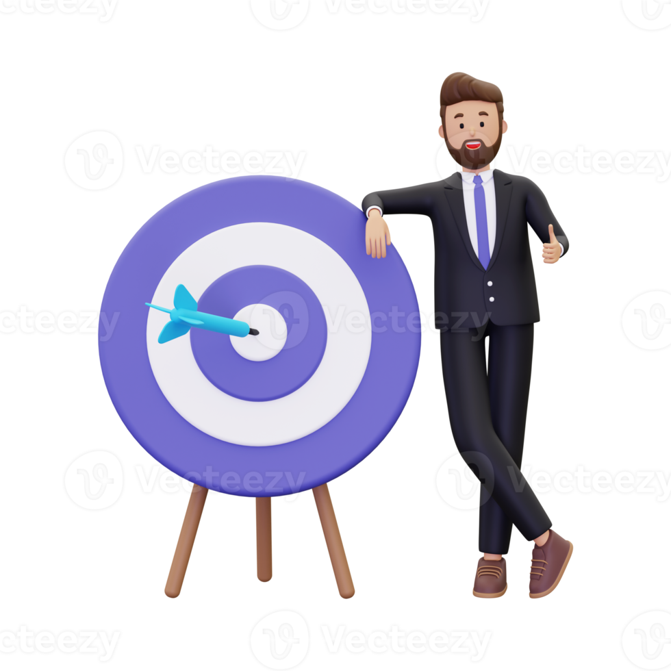 3d Businessman doing business target png