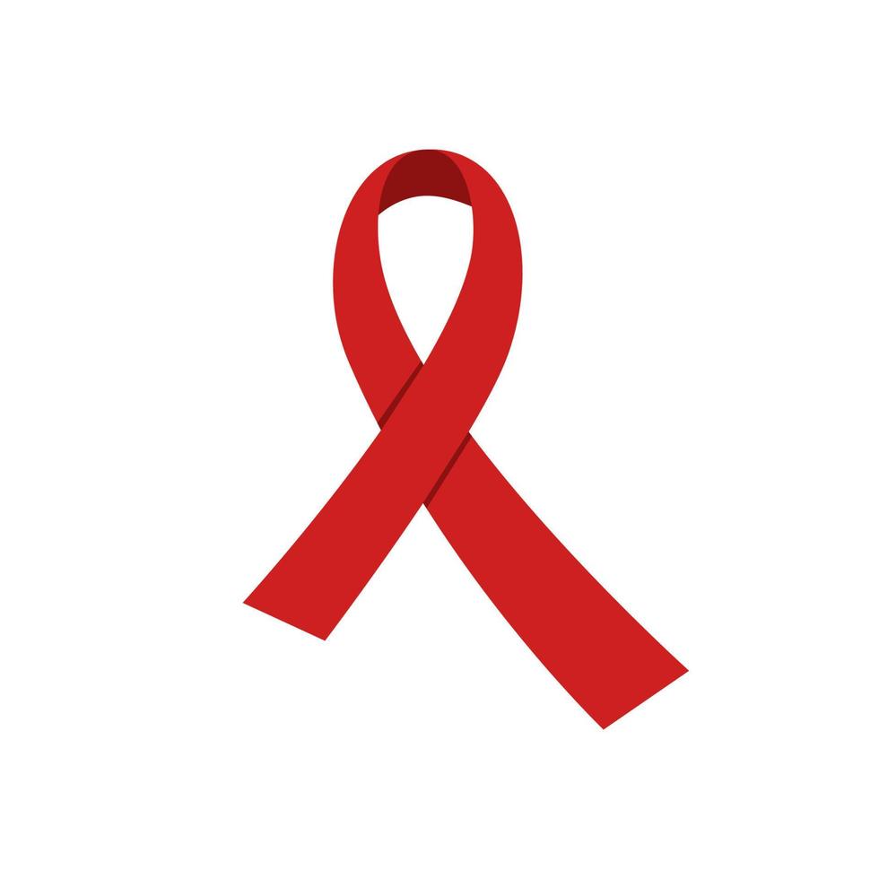 Vector aids red ribbon on the white background. World AID's day symbol. 1 december. Stop aids.