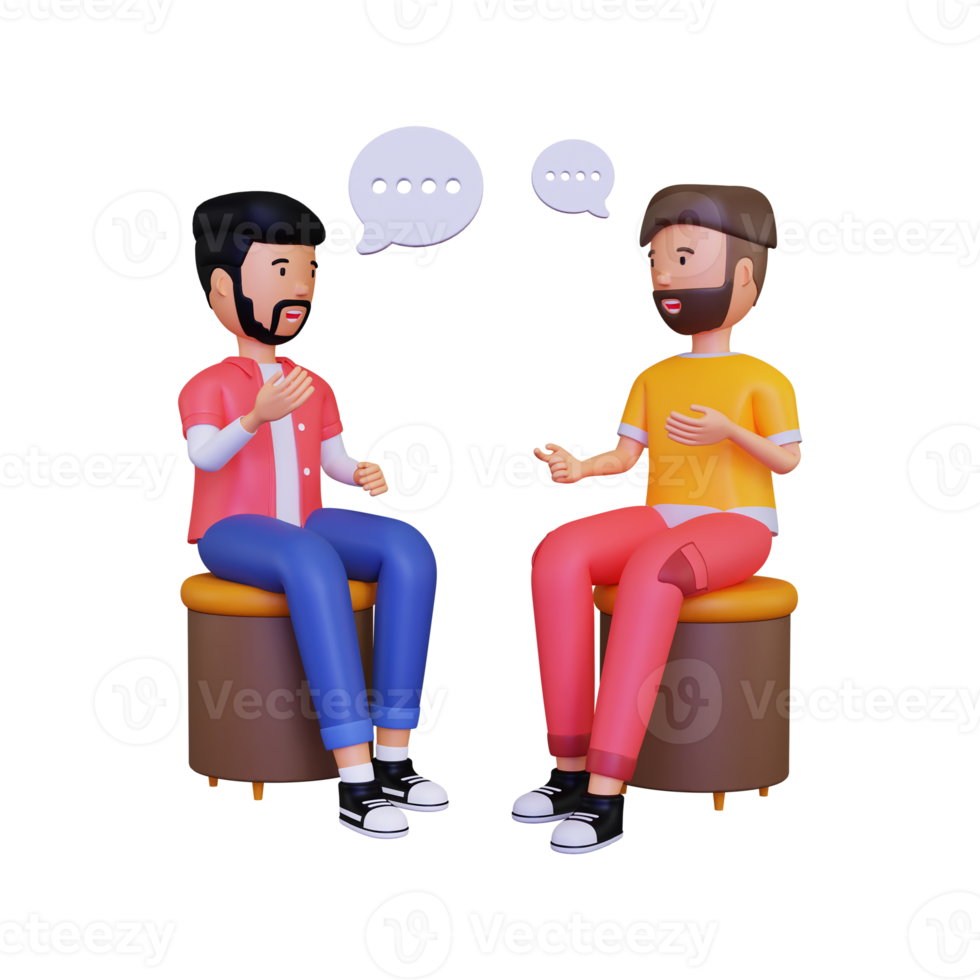 3d Two Man are sitting while having a conversation png