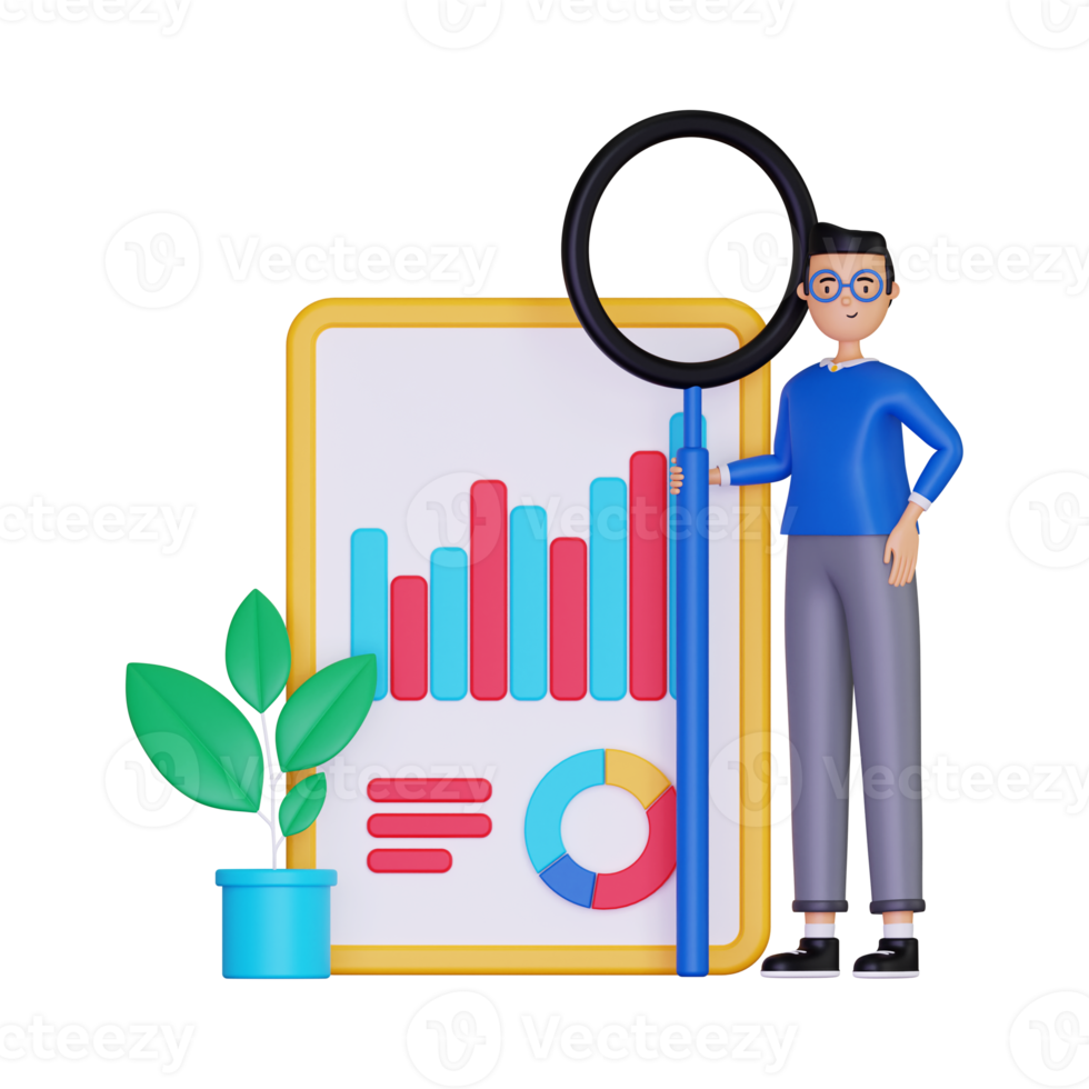 ilustración de datos comerciales de investigación 3d png