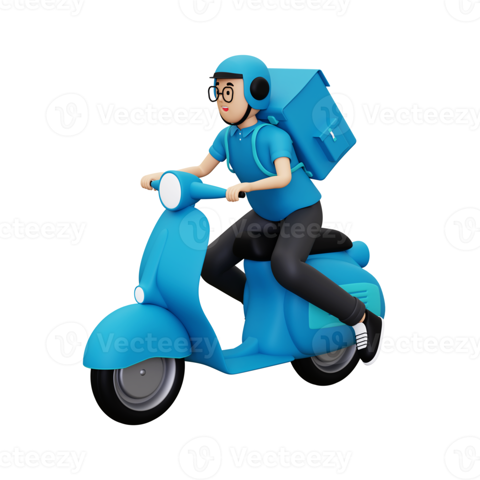 3d Delivery person going to deliver parcel png