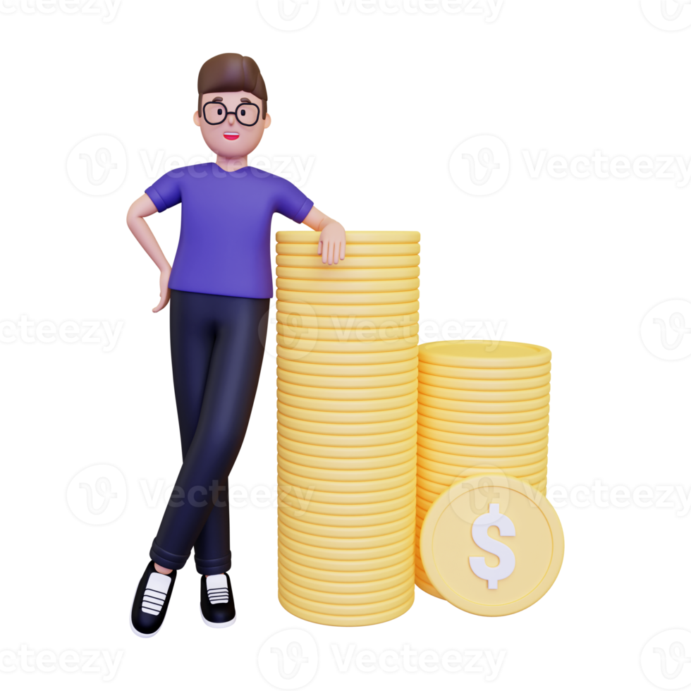 3d Businessman getting profit from business illustration png