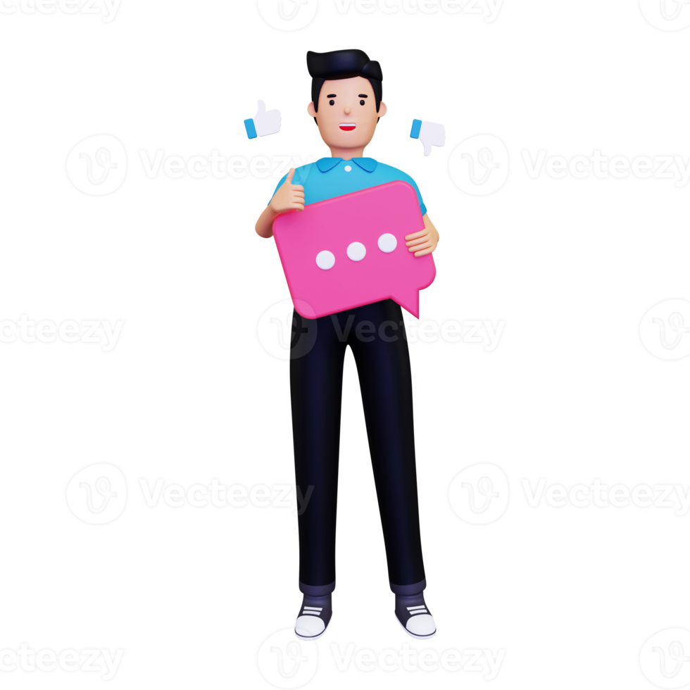 3d Man chatting on social media png