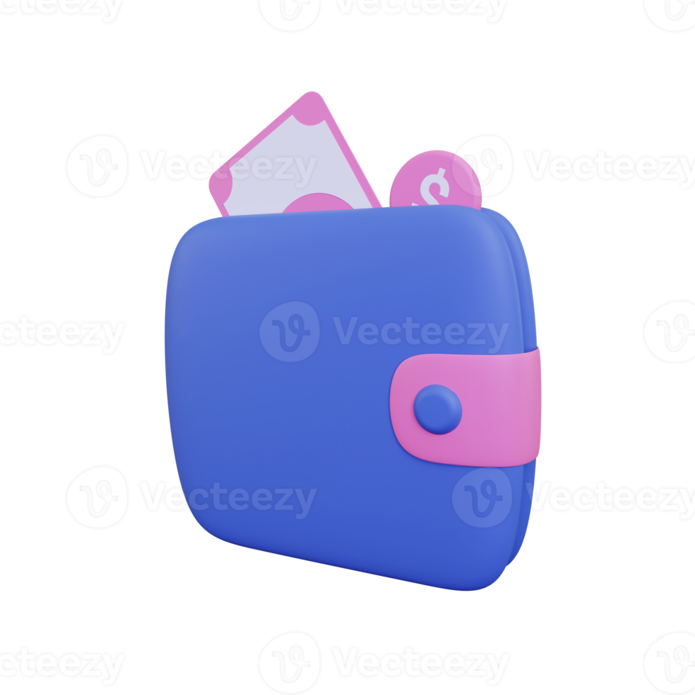 3d Wallet With Money icon png