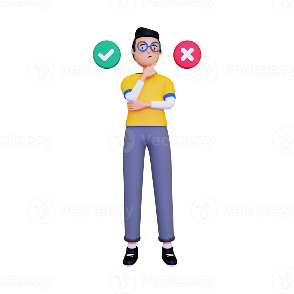 3d Thinking about decision illustration png