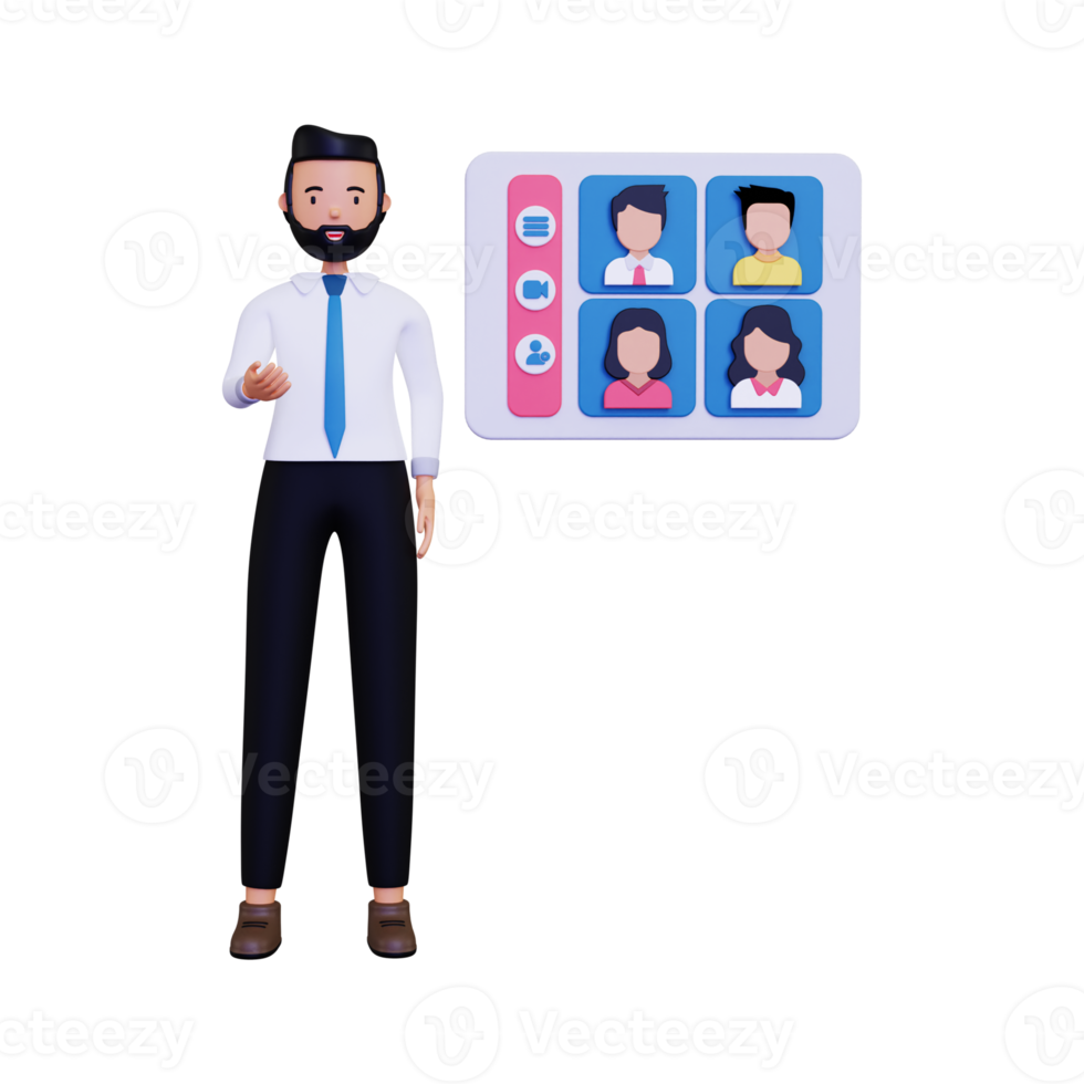 3d Online interactive video meeting illustration png