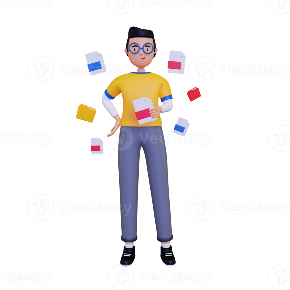 3d Man holding a file illustration 10872255 PNG