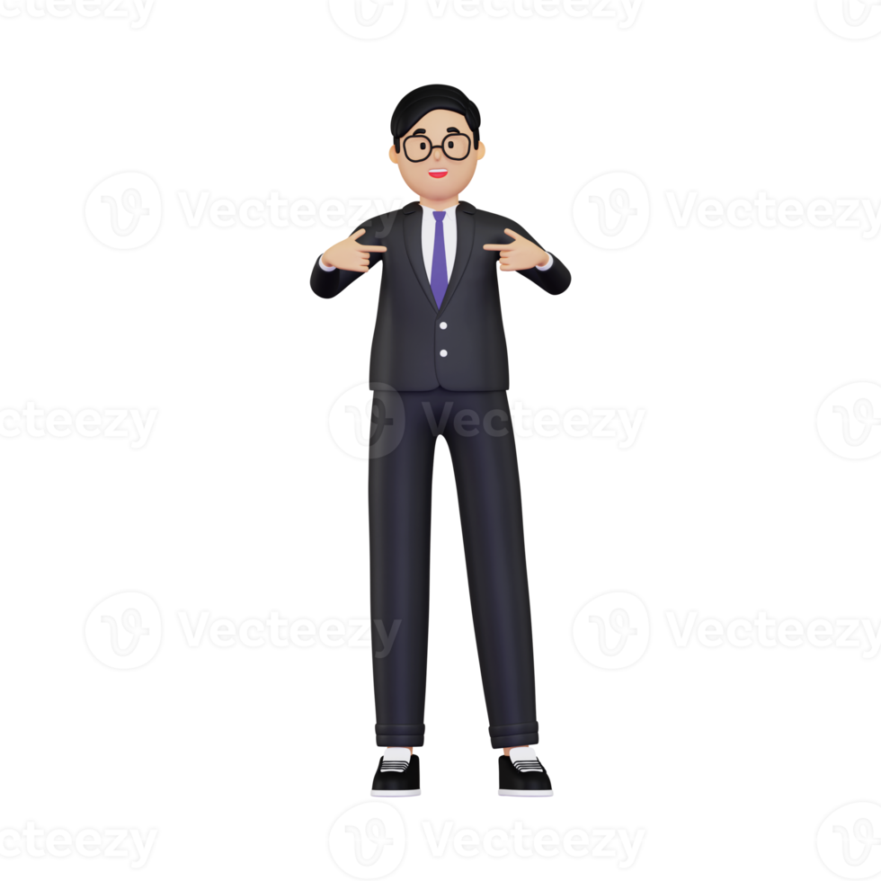 3d, homme affaires, pointage doigt, à, lui-même, illustration png