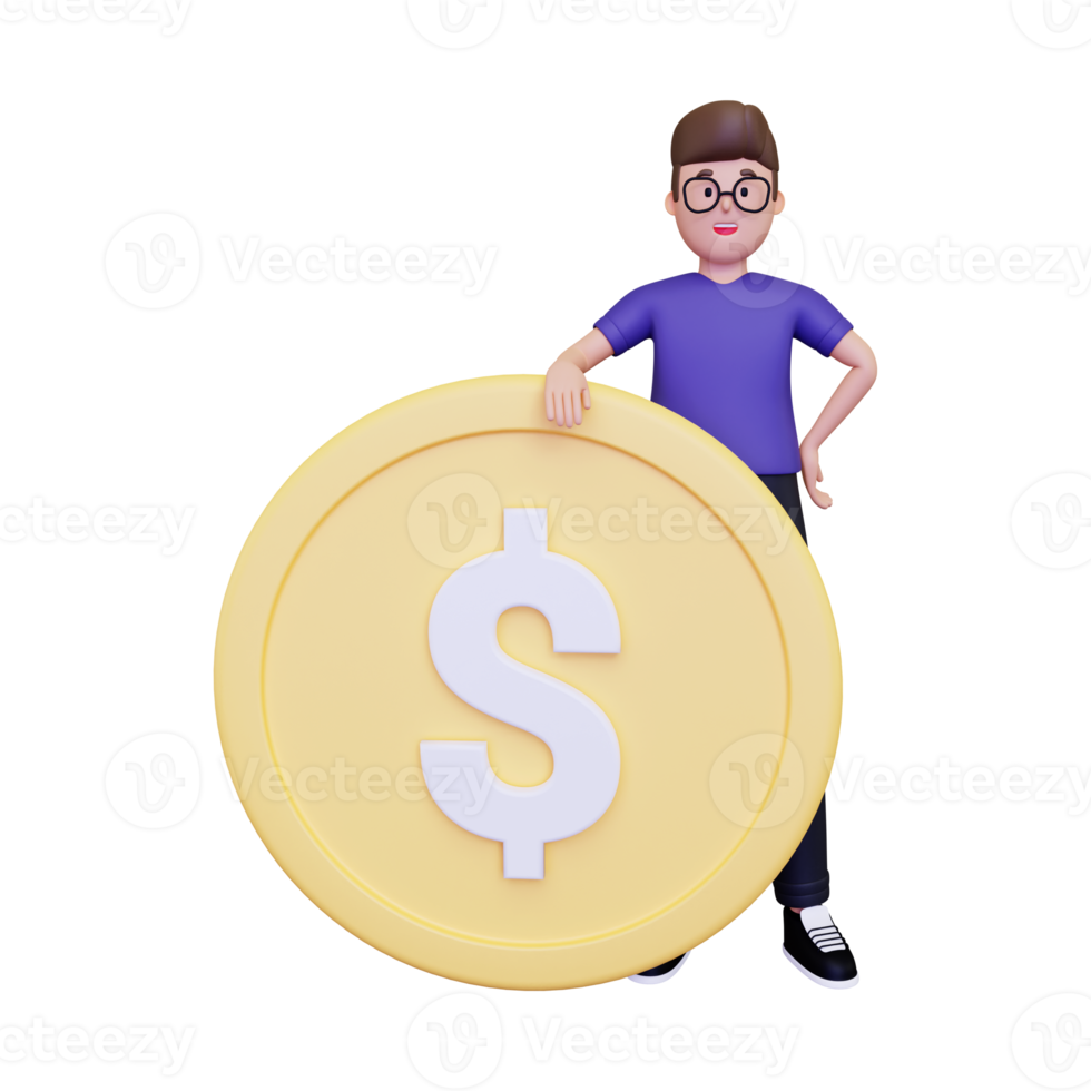 3d Man working on finance management illustration png