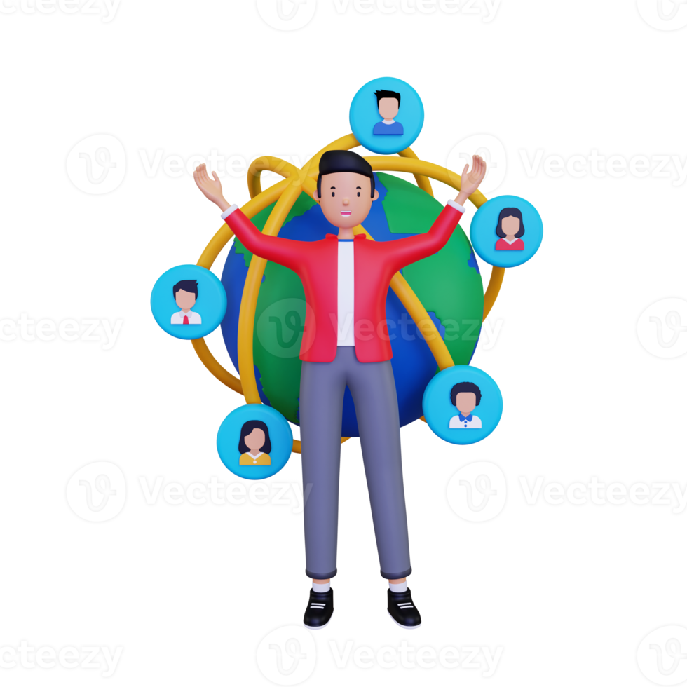 3d People connected over internet illustration png