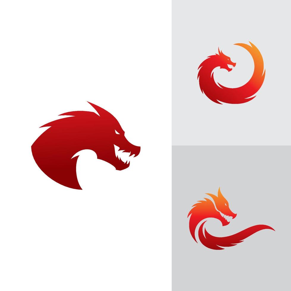 Dragon Head illustration with gradient color, dragon logo vector icon