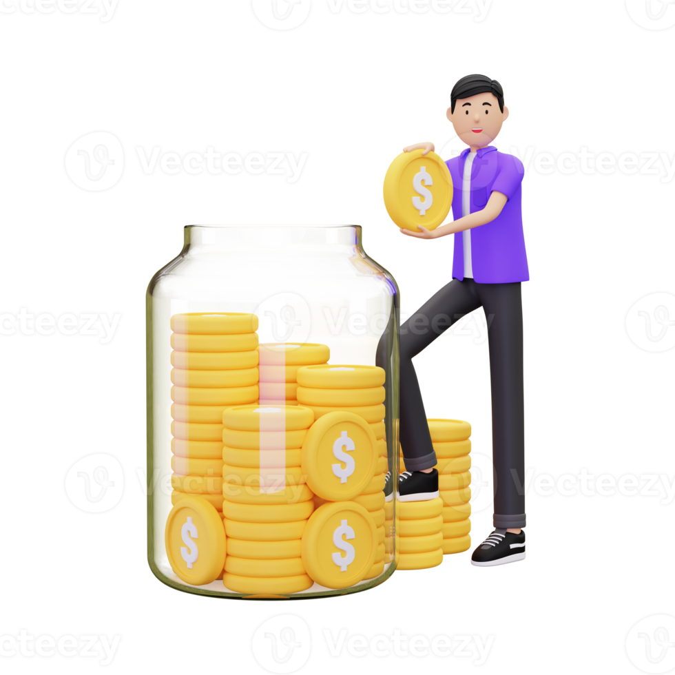 3d Man Saving Money png