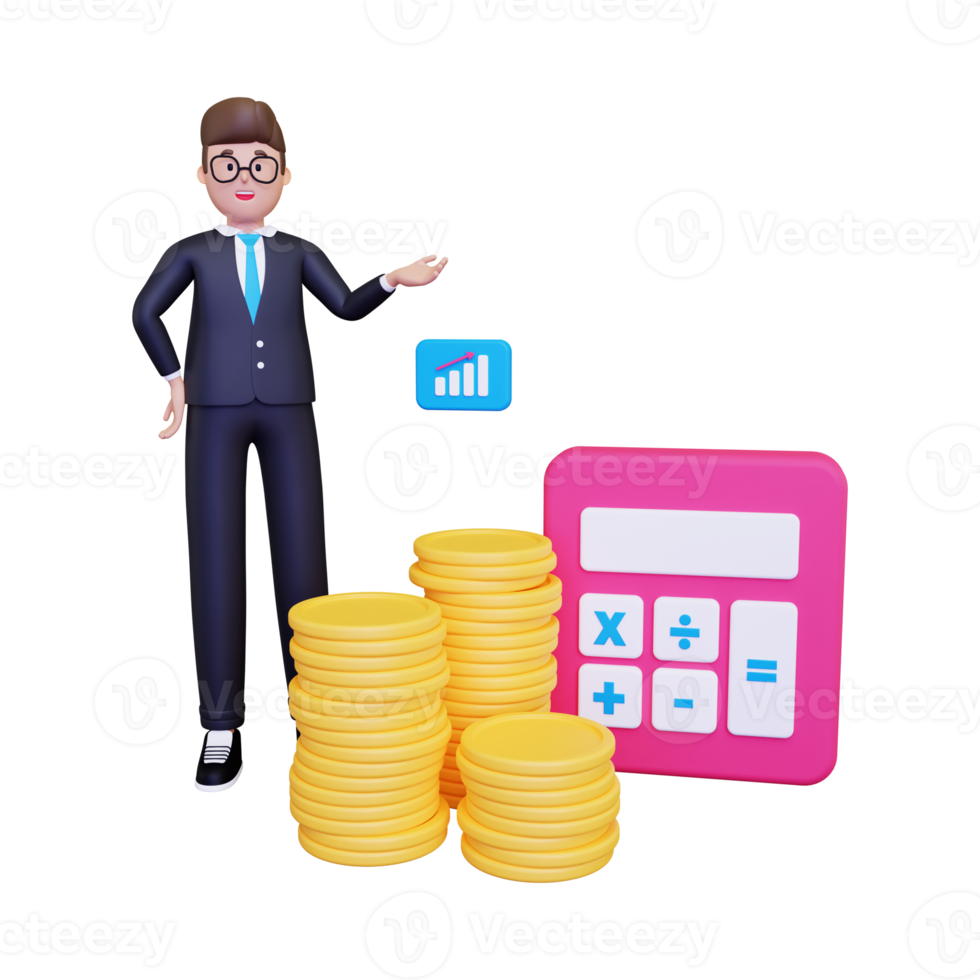 3d Financial Calculation illustration png
