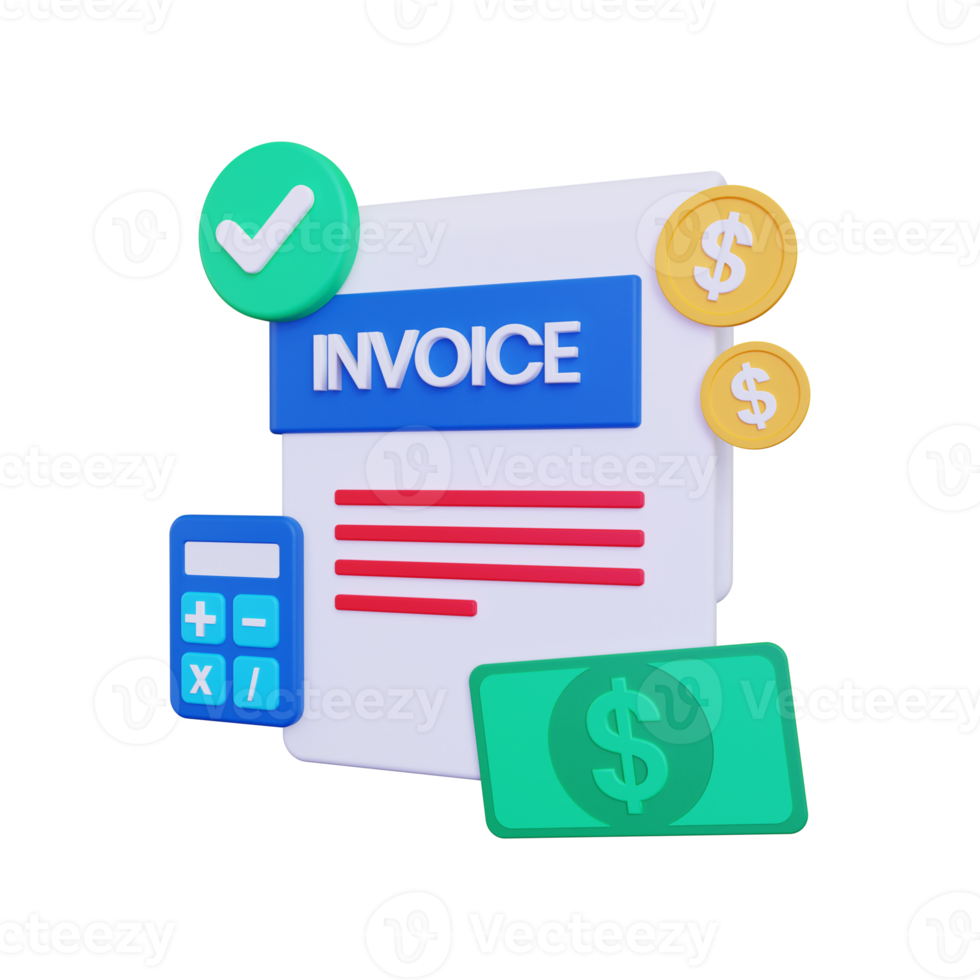 3d Invoice bill illustration png