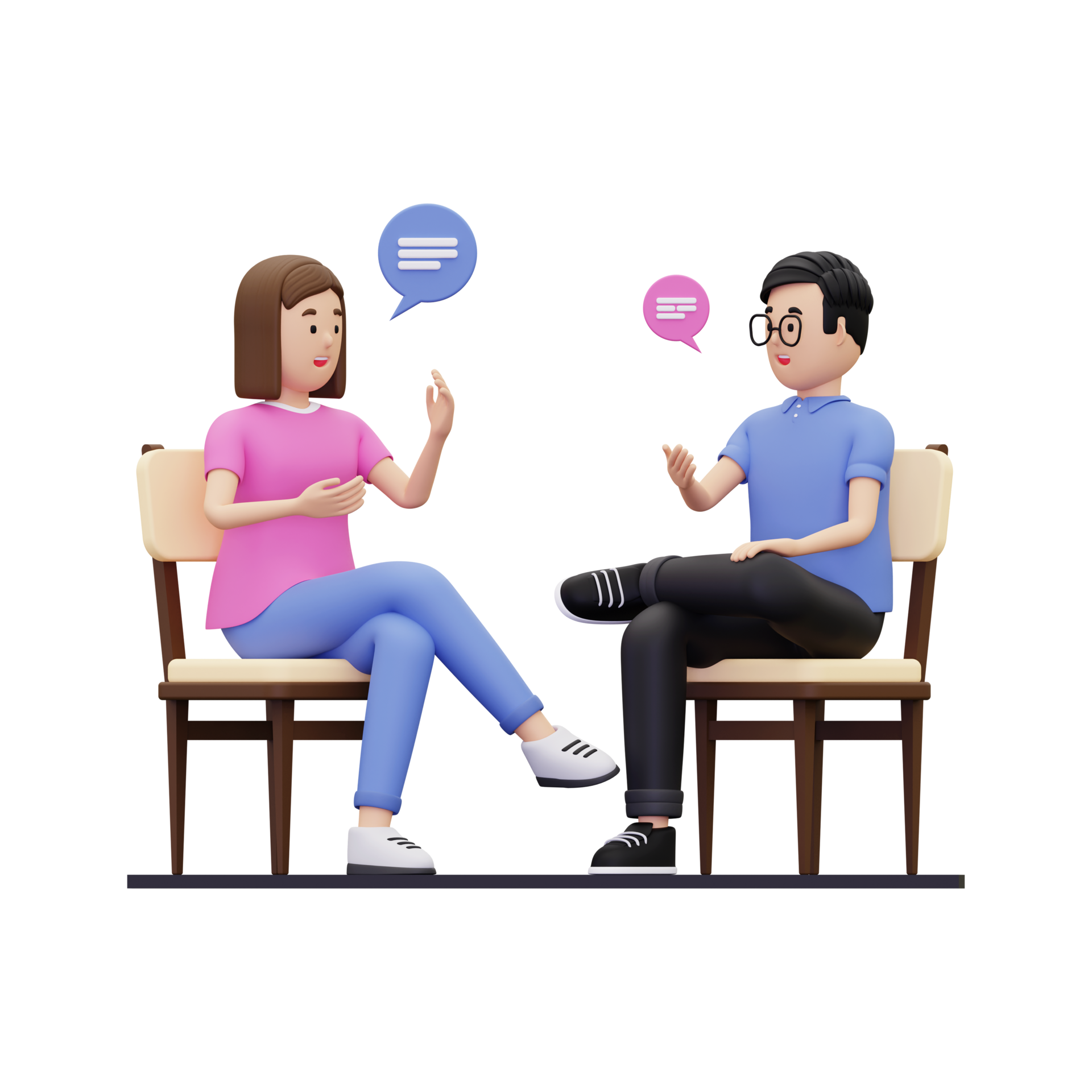 3d conversation between male and female illustration 10872426 PNG