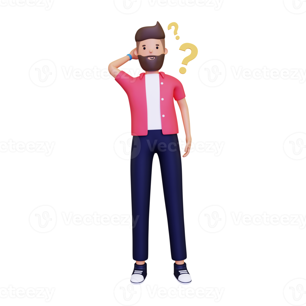 hombre 3d que piensa algo nuevo png