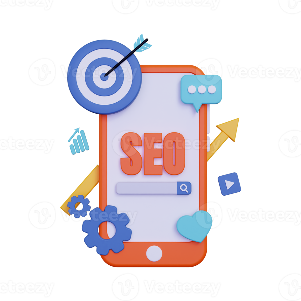 3d Smartphone SEO development illustration png