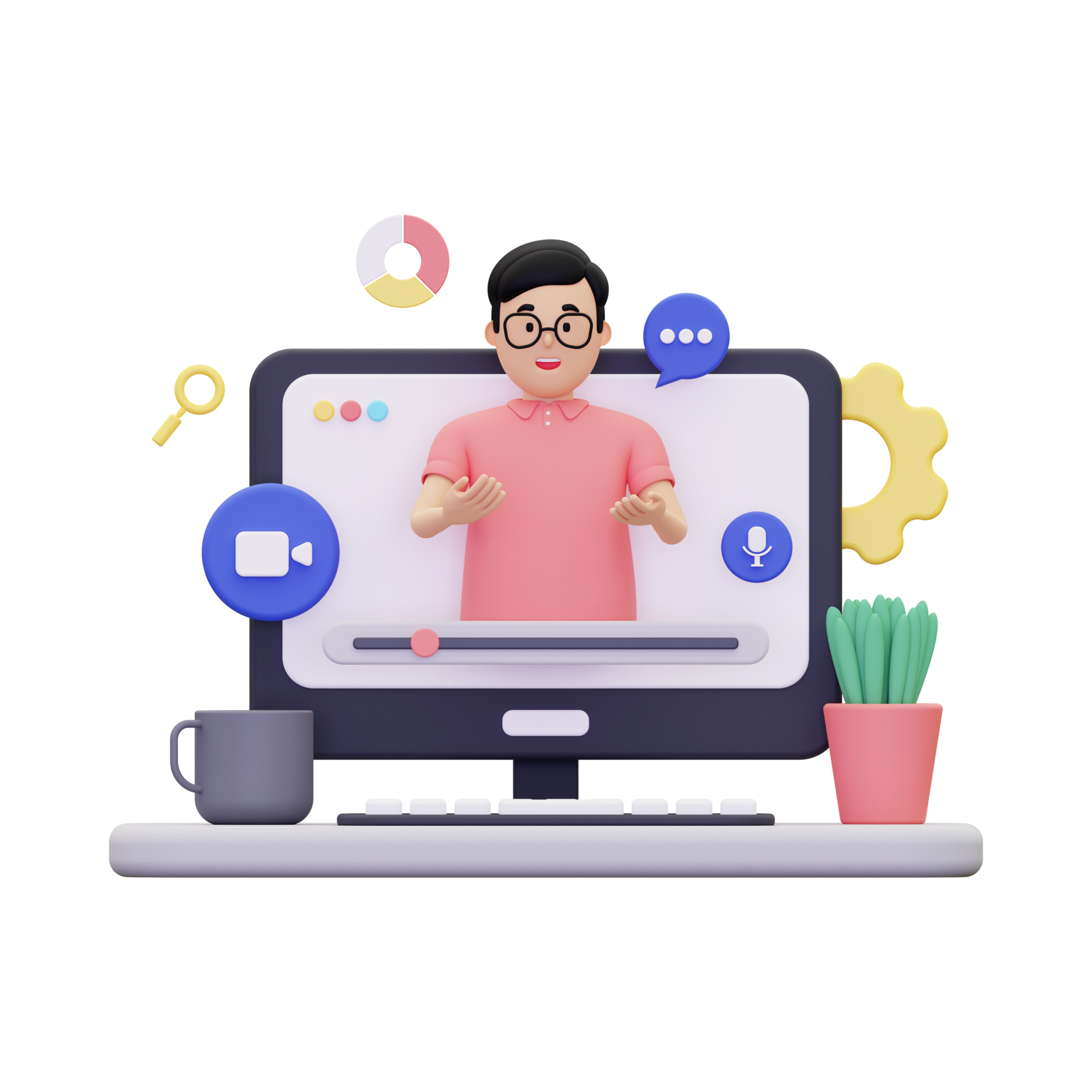 3d 3d online webinar illustration 10872456 PNG