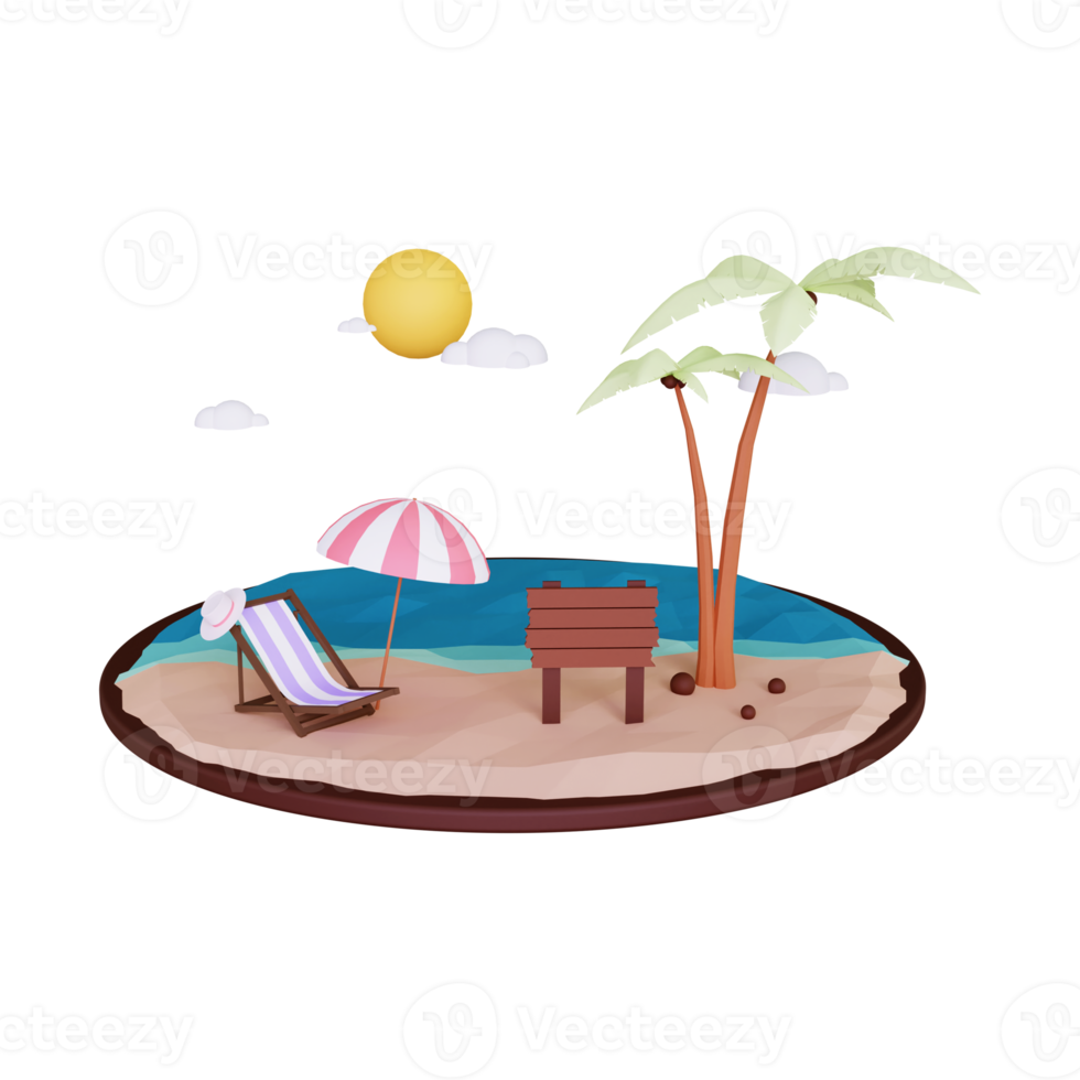 3d Hello Summer illustration png