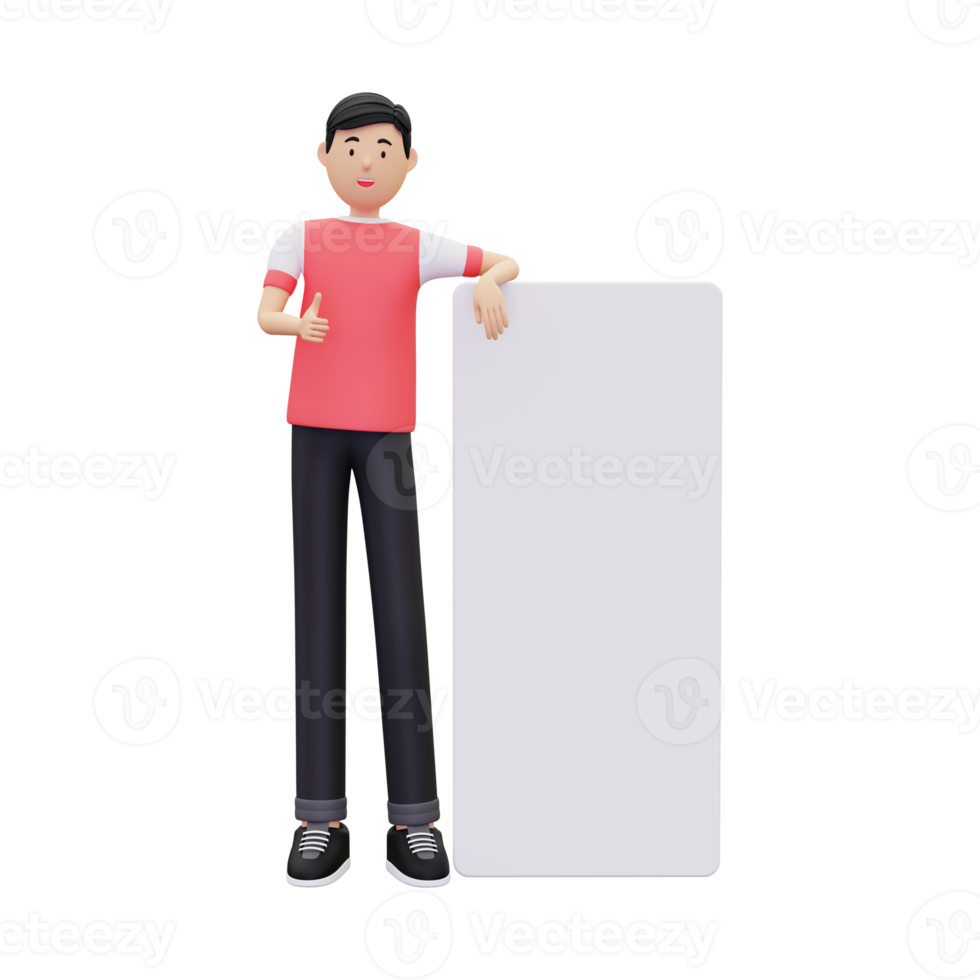 3d Man With Blank Placard For Advertising png