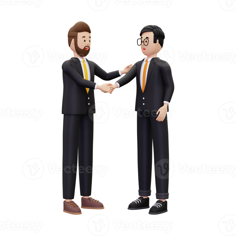 3d business partner shaking hands illustration png