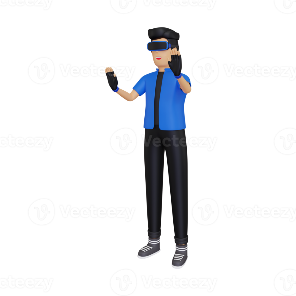 3d Man experience Metaverse world png