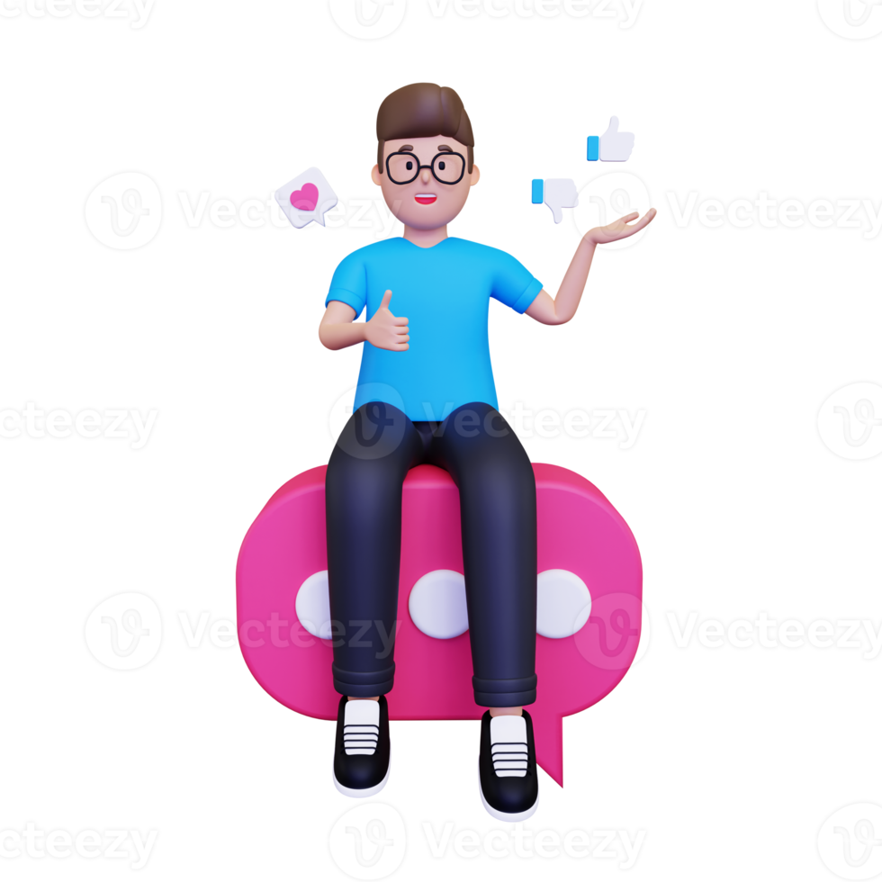 3d man giving feedback illustration png