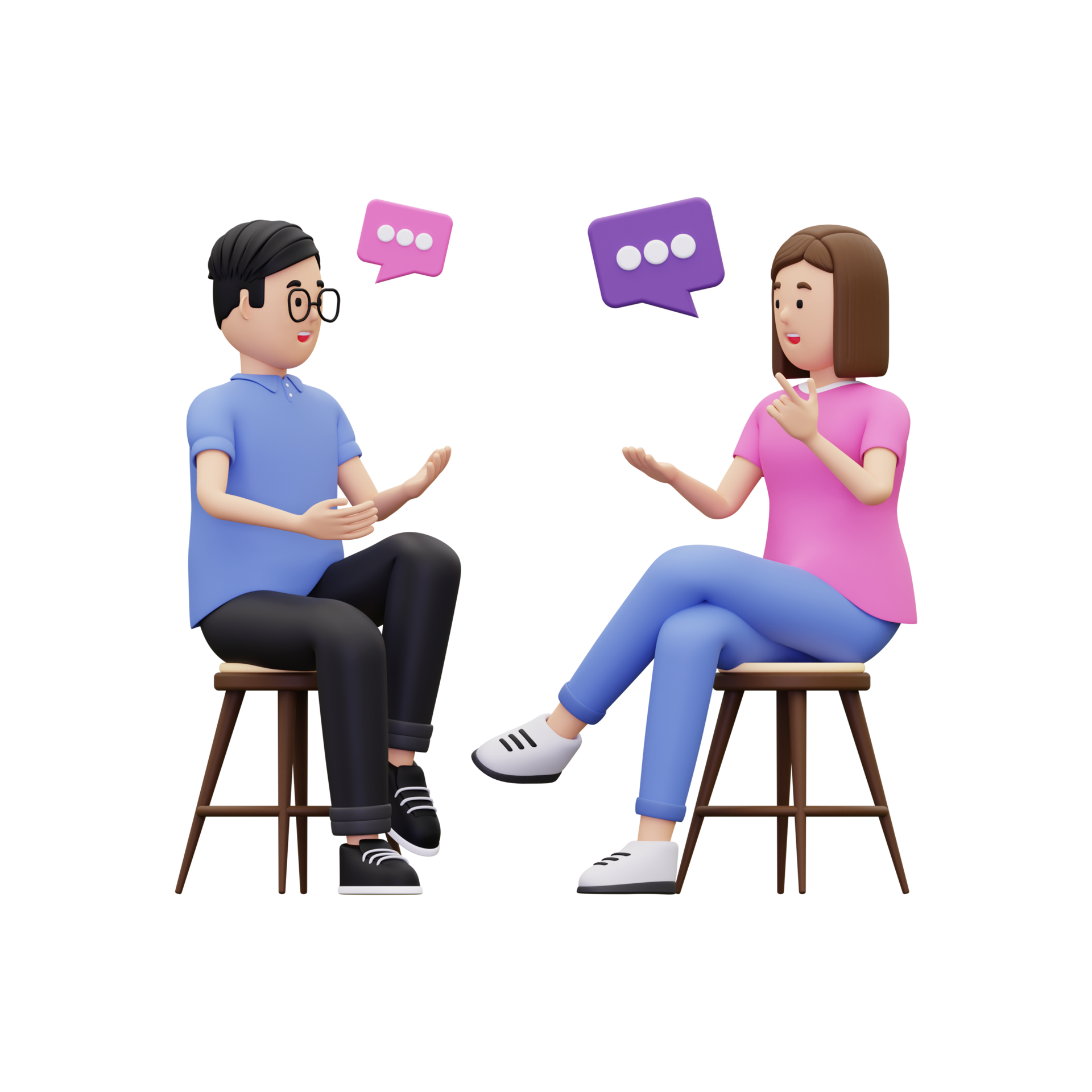 3d-man-and-women-communicating-with-each-other-illustration-10872559-png